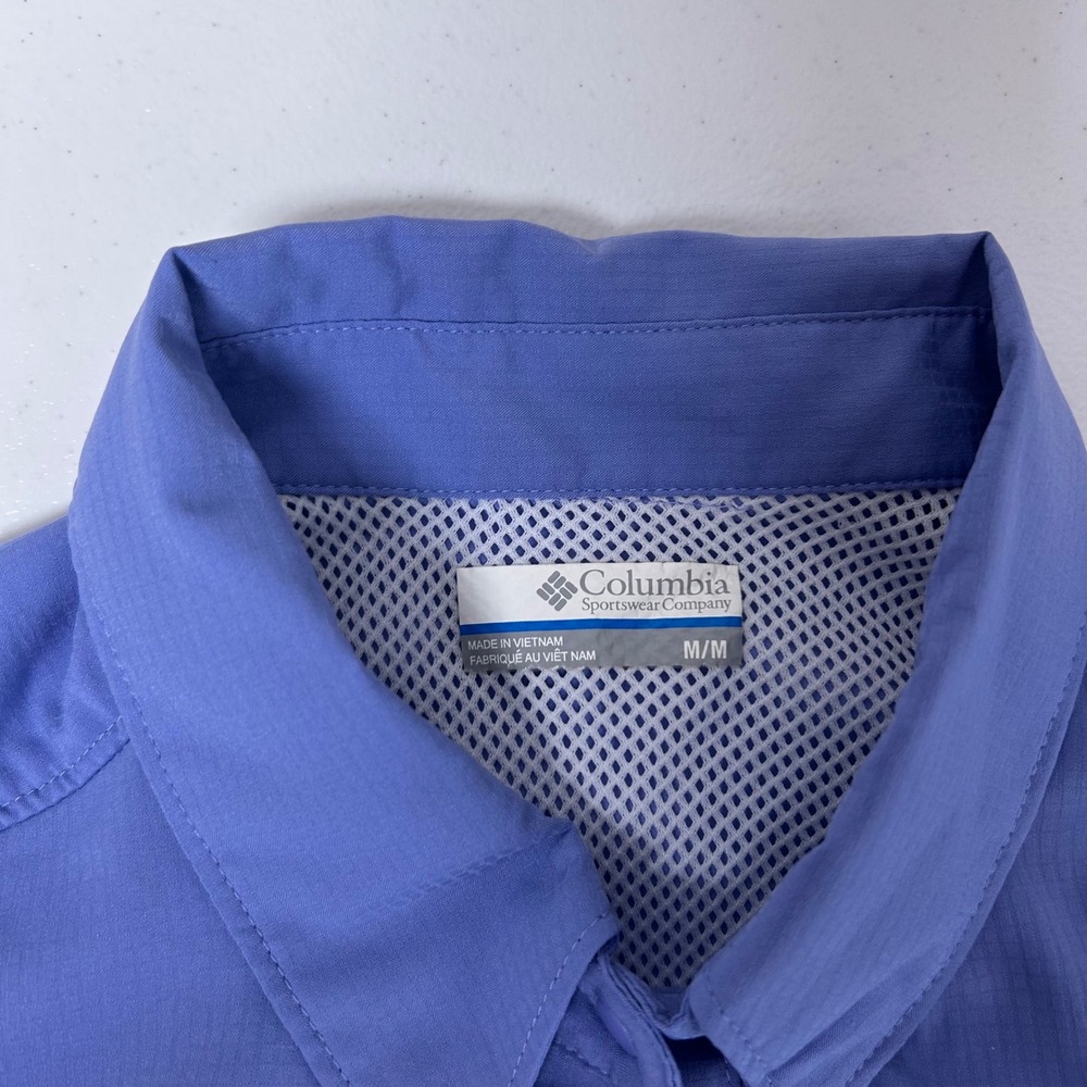 Columbia PFG Tamiami Shirt Womens Medium Blue Sleeveless Vented Snap Front - Picture 3 of 12